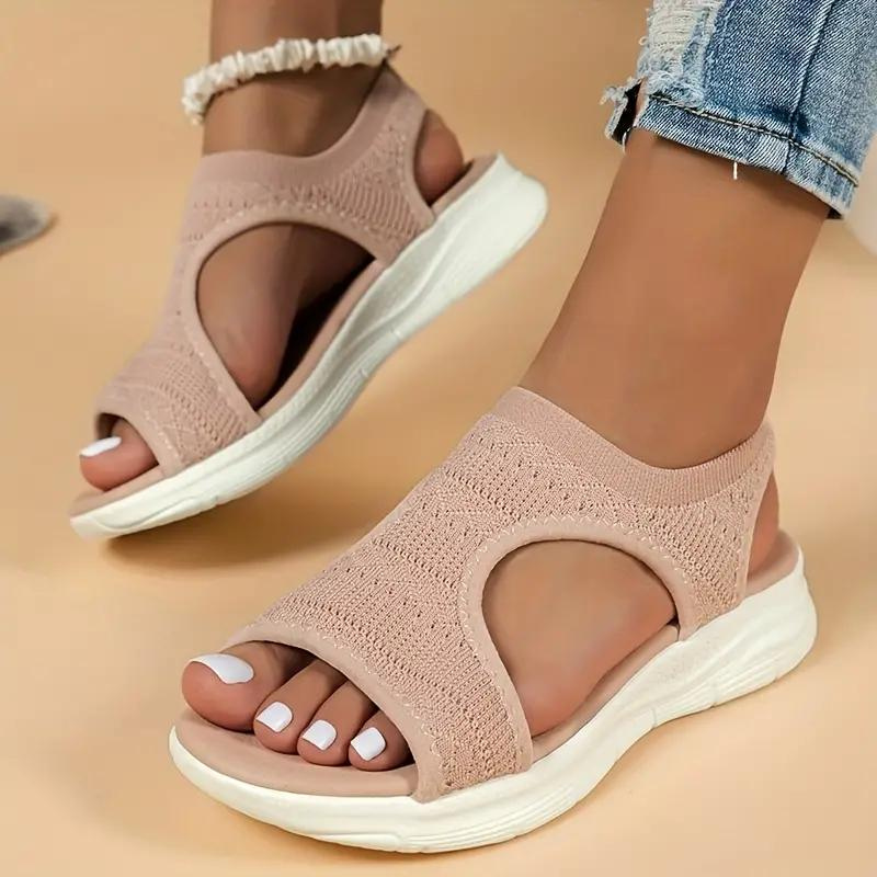Women Stretch Knit Open-Toe Sandals | Eglantine