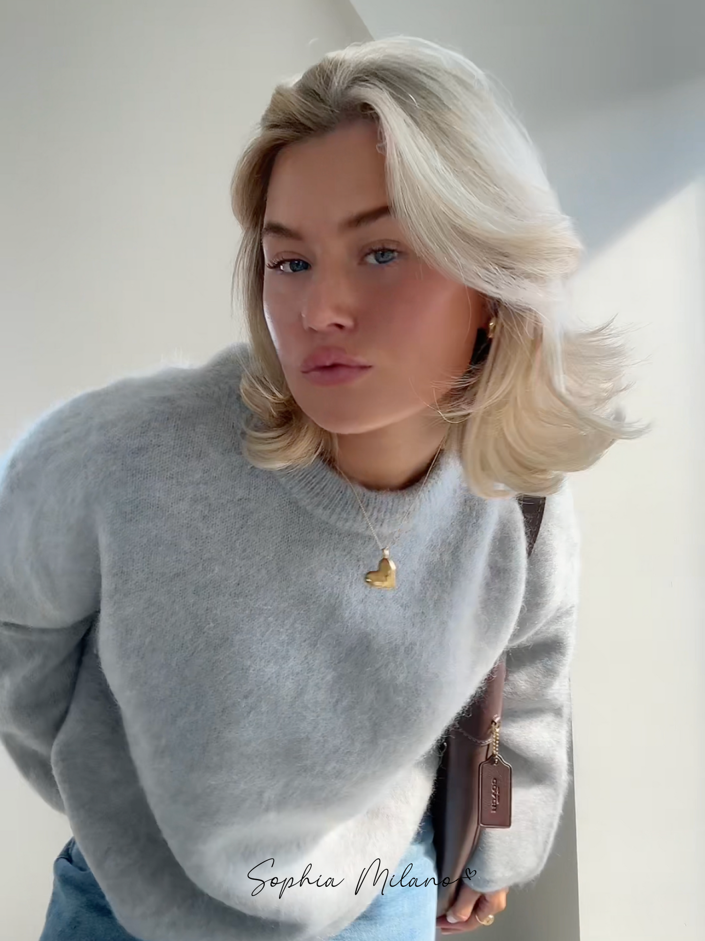 Women Fluffy Crew Neck Oversized Sweater | Azrina