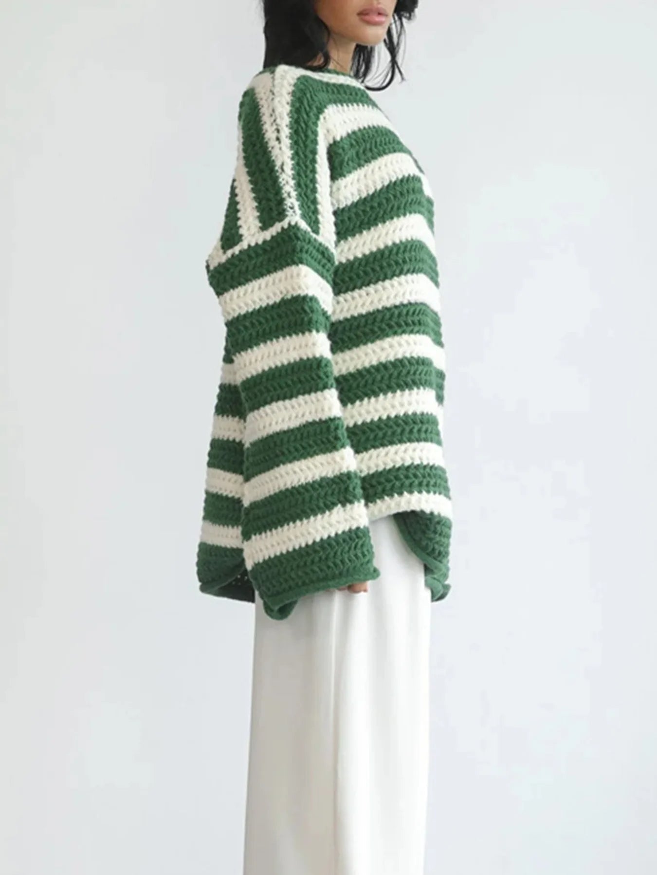 Women Striped Oversized Knit Sweater | Carenza