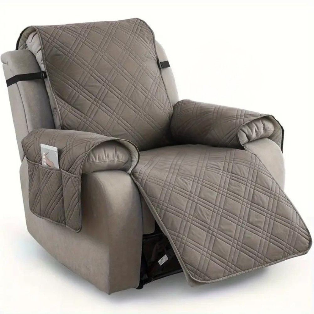 Unisex Recliner Chair Slipcover Grey Microfiber | Comfort Plus 6