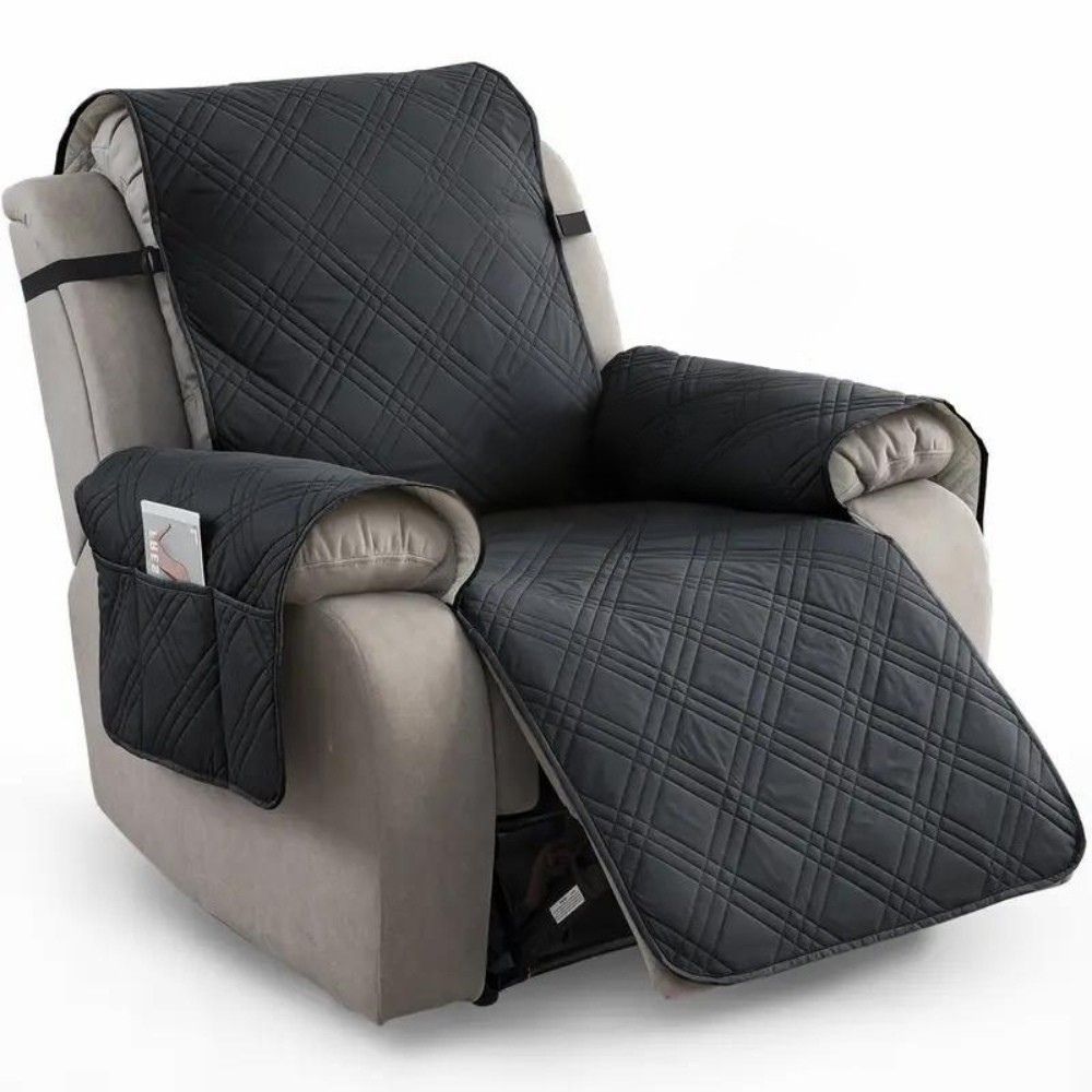 Unisex Recliner Chair Slipcover Grey Microfiber | Comfort Plus 5