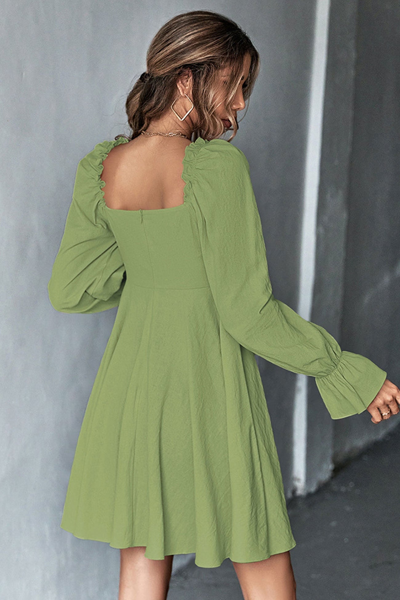 Women Square Neck Long Sleeve Dress | Amy