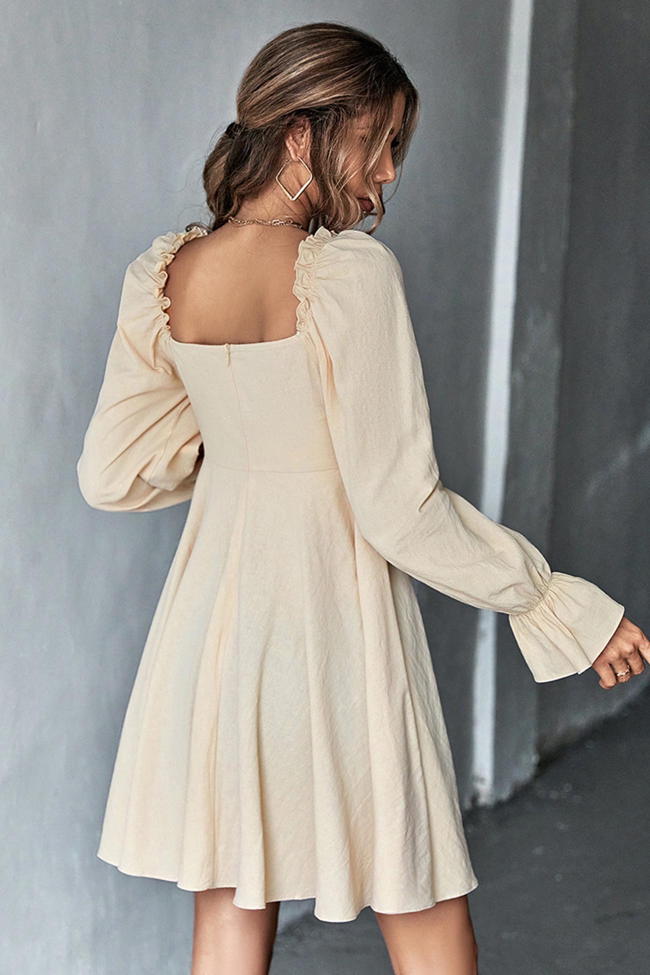 Women Square Neck Long Sleeve Dress | Amy