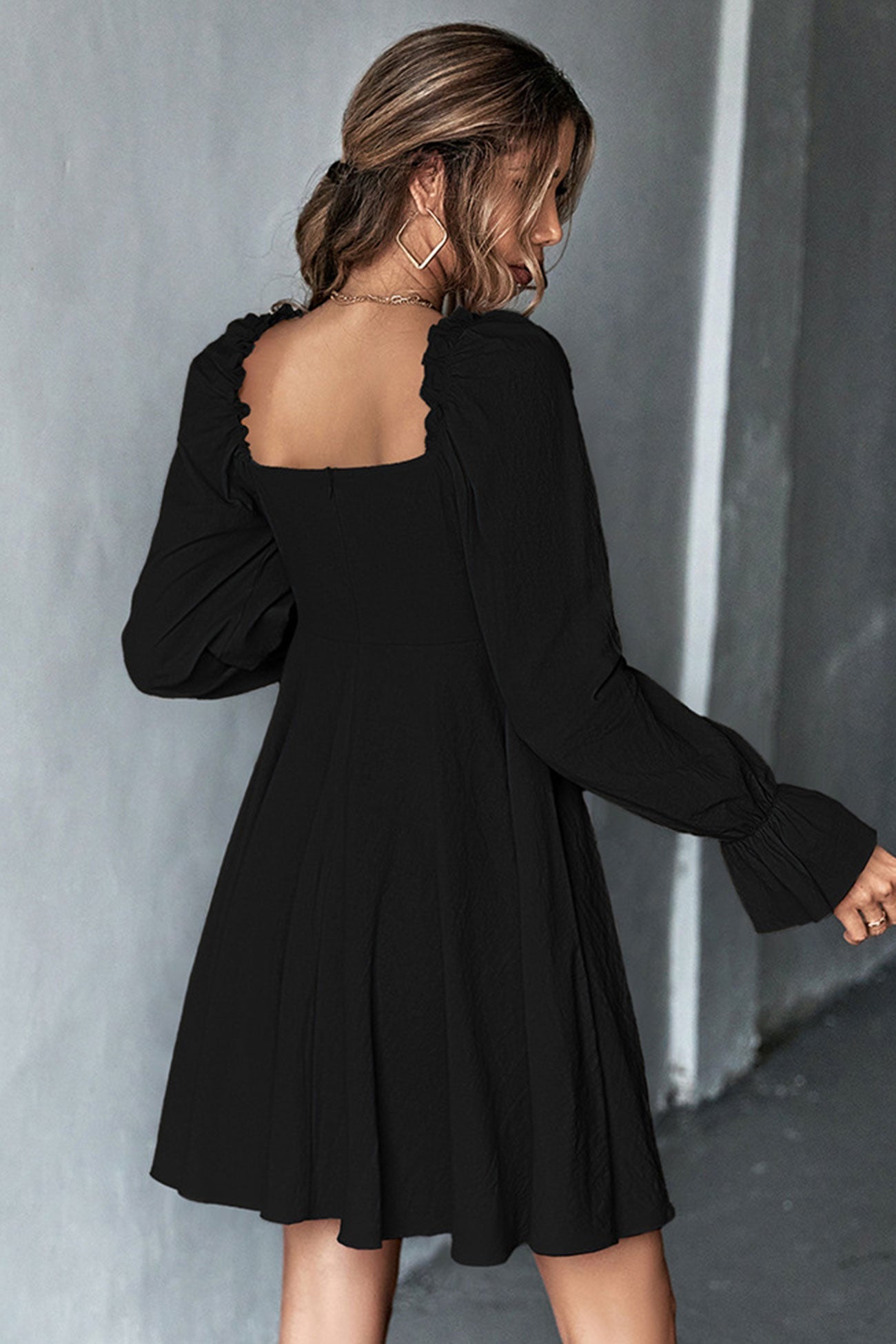 Women Square Neck Long Sleeve Dress | Amy