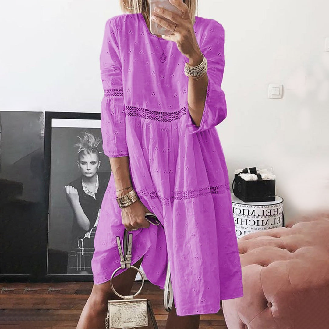 Women Embroidered Long-Sleeve Tunic Dress | Aurelia