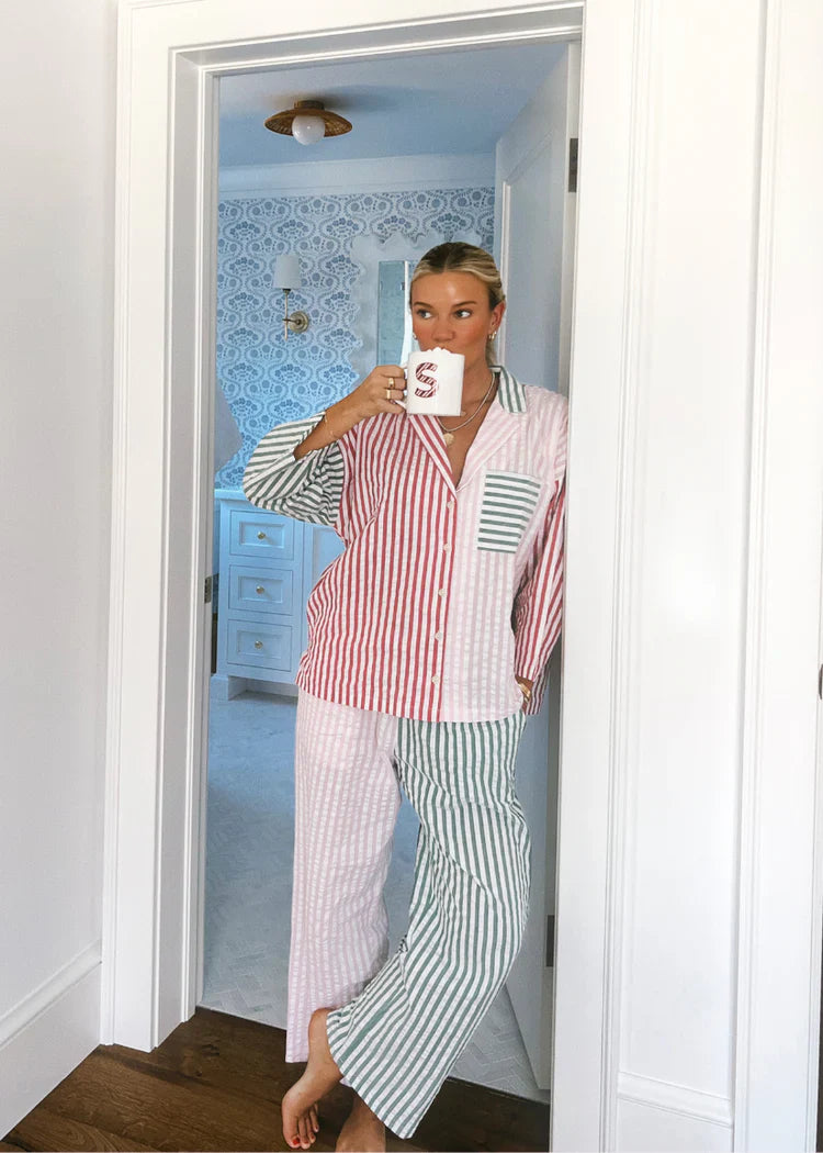 Women Striped Cozy Pajama Set | Oceanne