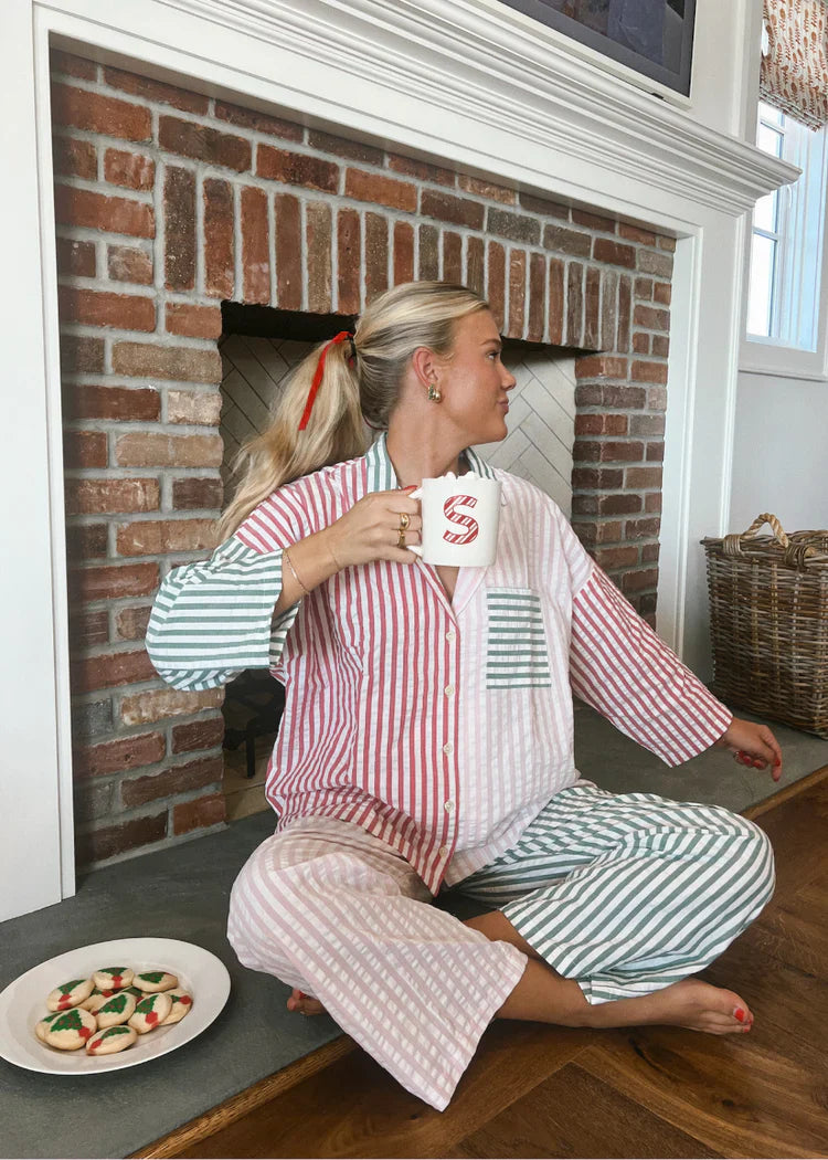 Women Striped Cozy Pajama Set | Oceanne