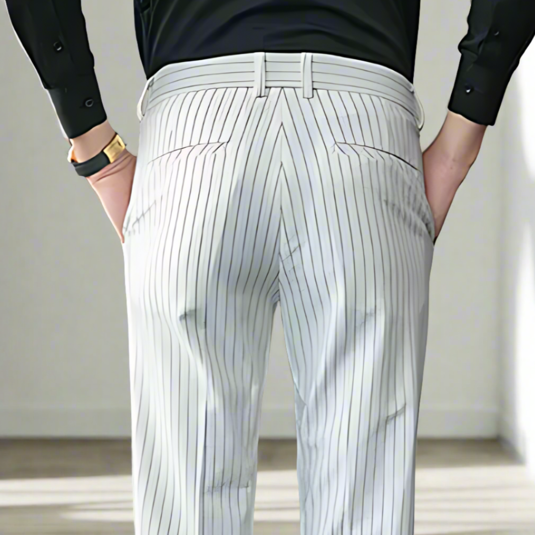 Men's Trousers Slim Fit Vertical Stripe Polyester | James-6