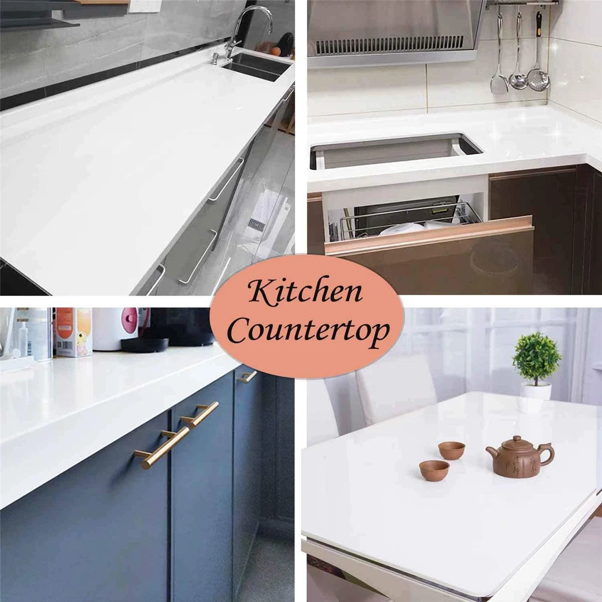 Removable Waterproof PVC Wallpaper - Glossy White Self-Adhesive Vinyl for Walls, Cabinets, and Furniture 2