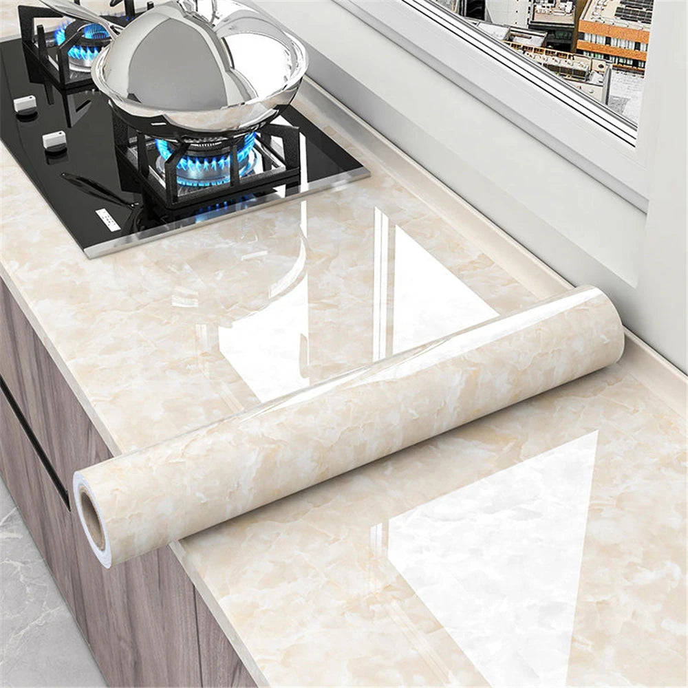 Removable Waterproof PVC Wallpaper - Glossy White Self-Adhesive Vinyl for Walls, Cabinets, and Furniture 8