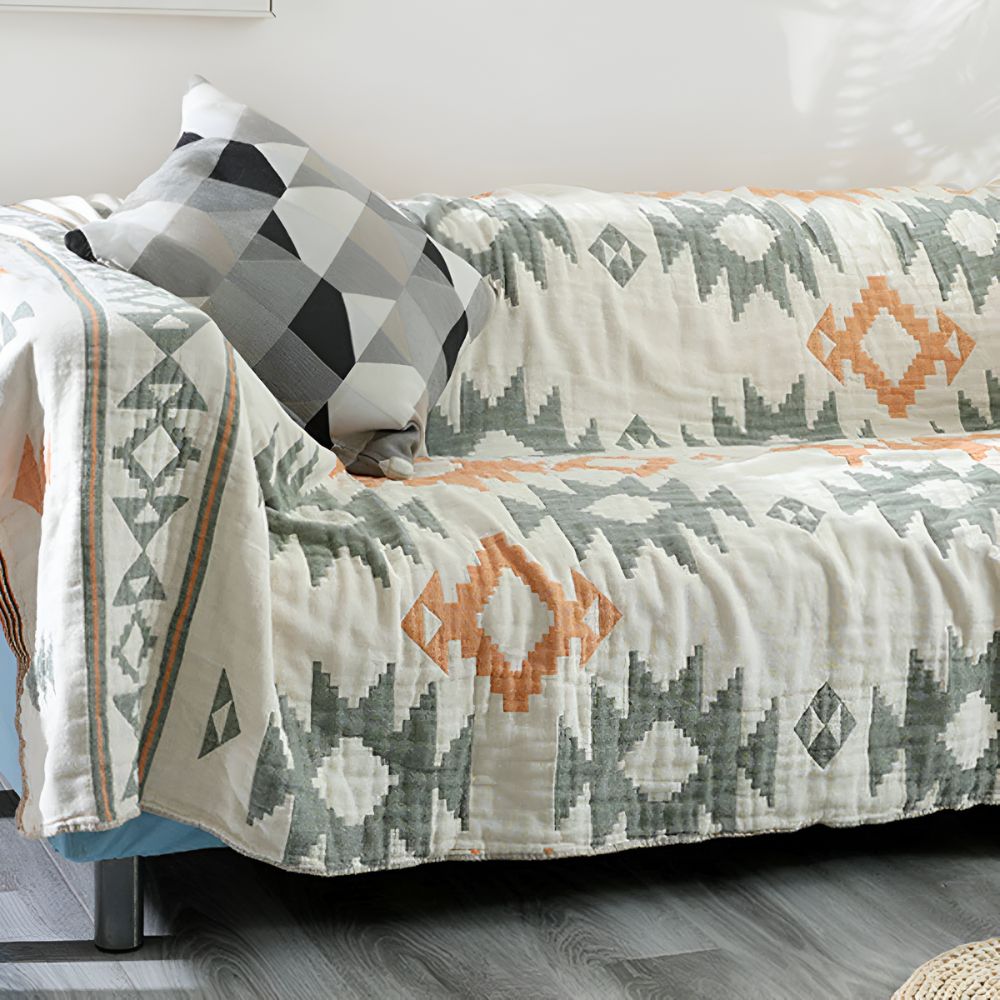 Sofa Cover Geometric Cotton Reversible | Cozy Comfort 6