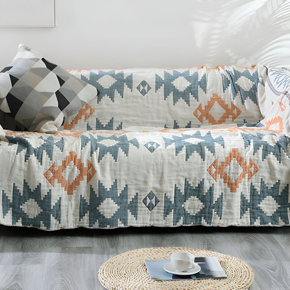 Sofa Cover Geometric Cotton Reversible | Cozy Comfort 2