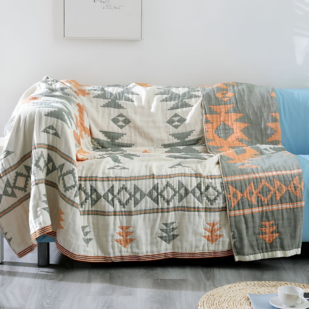 Sofa Cover Geometric Cotton Reversible | Cozy Comfort 4
