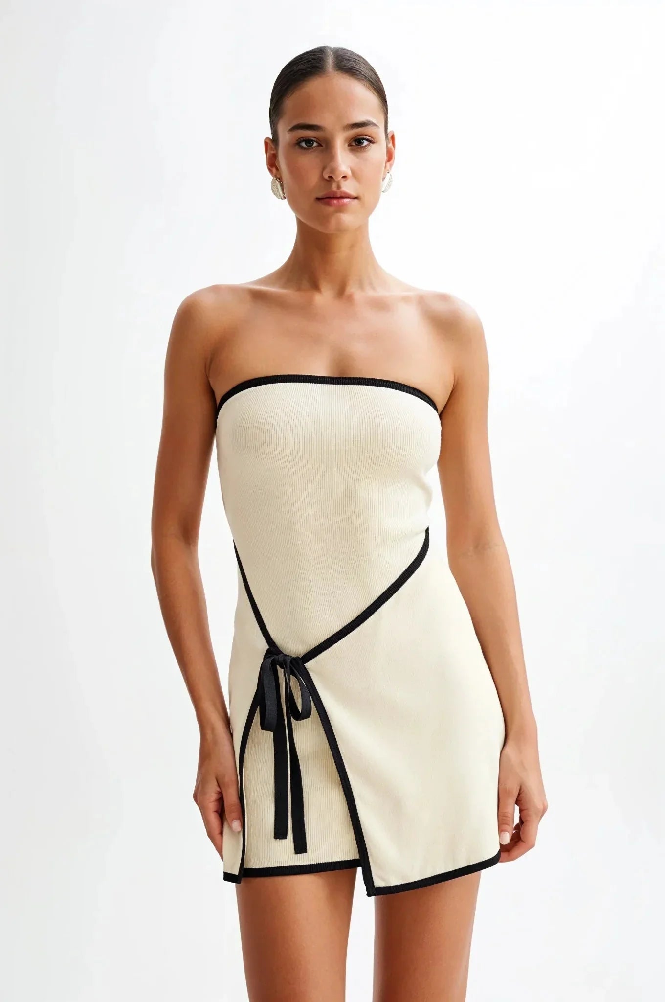 Women Strapless Mini Dress with Tie Accent | Kiara