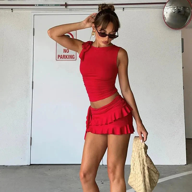 Women Ruffle Skirt and Top Set | Leila