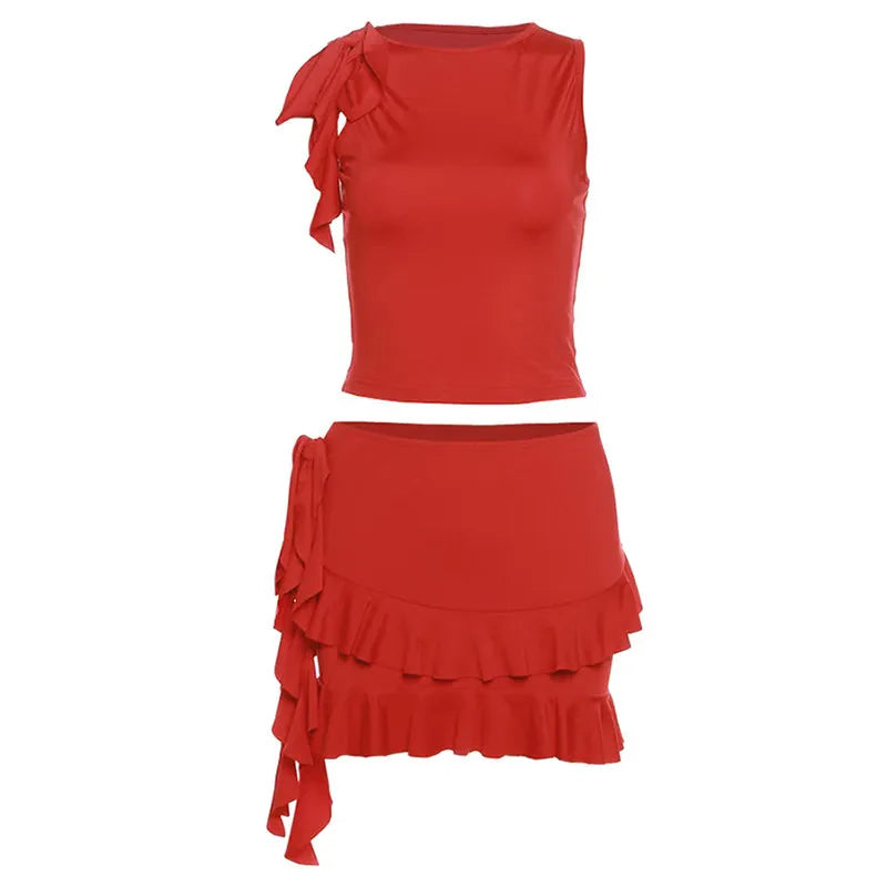 Women Ruffle Skirt and Top Set | Leila
