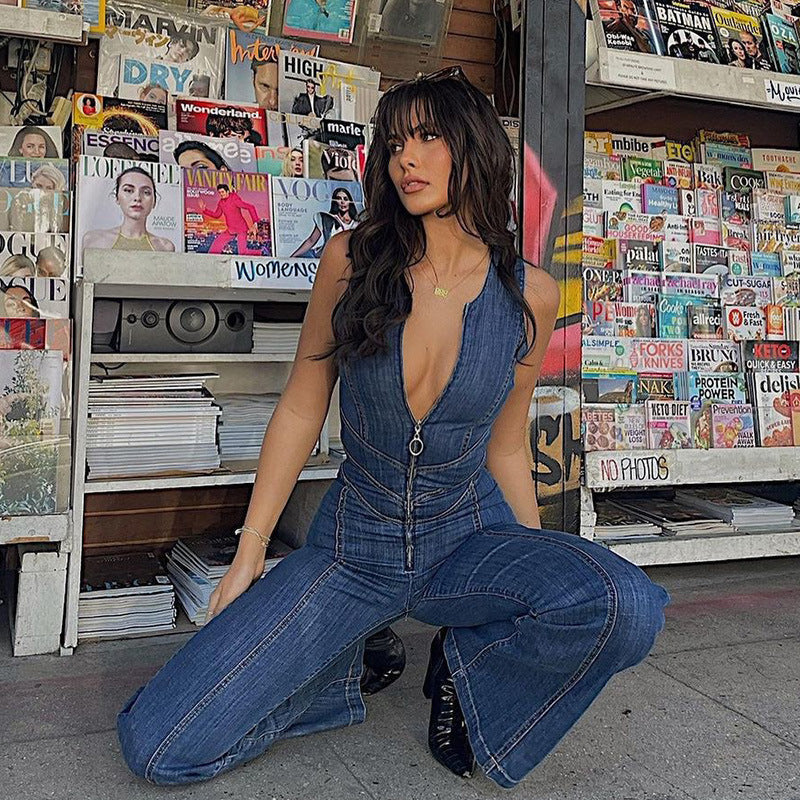 Women Backless Denim Jumpsuit | Alyx