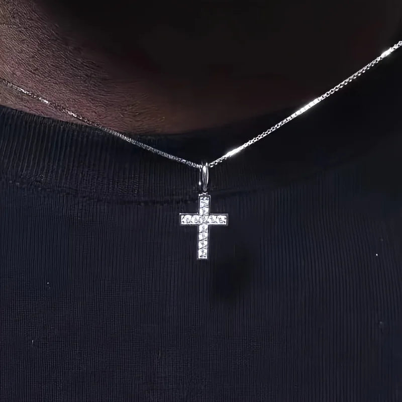 Men's Cross Necklace Black Zircon | Urban Style-2