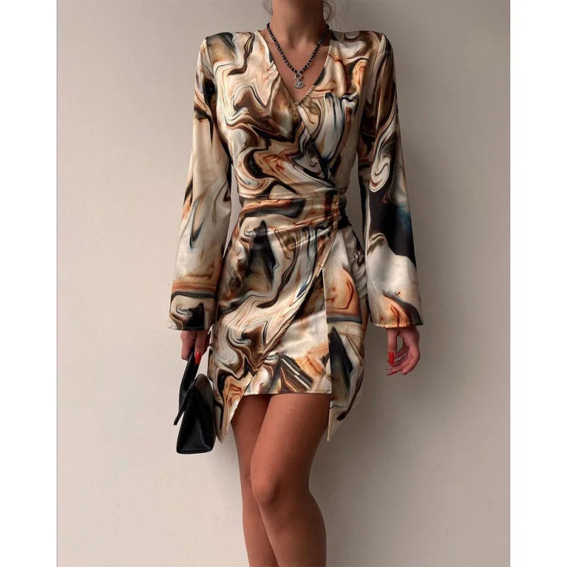Women Abstract Print Wrap Dress | Maria