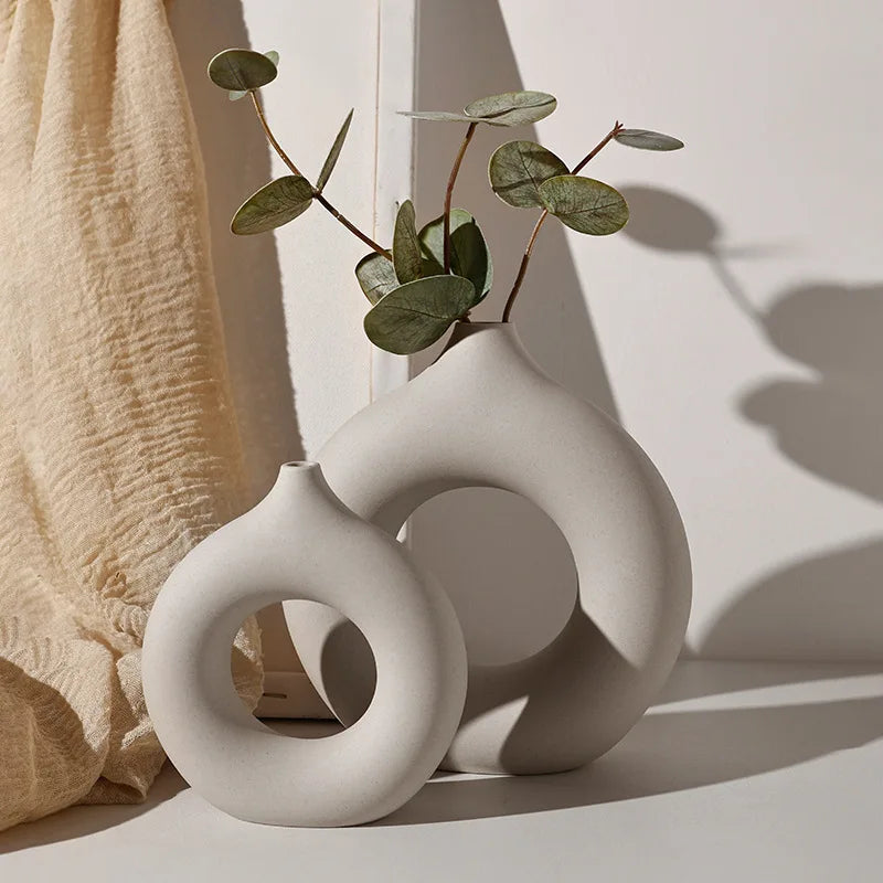 Decorative White Ceramic Vase Minimalist | Elegance 5