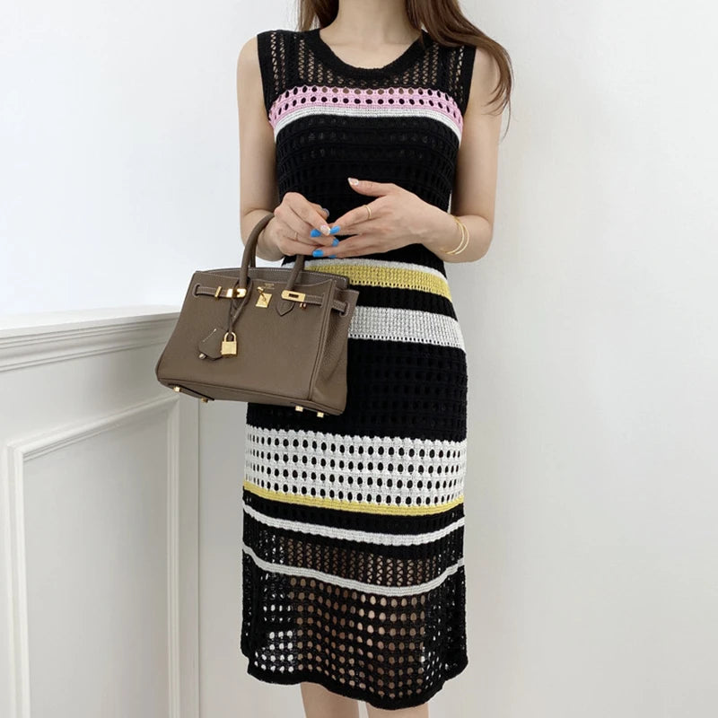 Women Color Block Crochet Dress | Erika