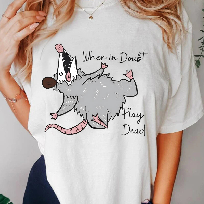 Unisex T Shirt White Cotton | Funny Possum-1