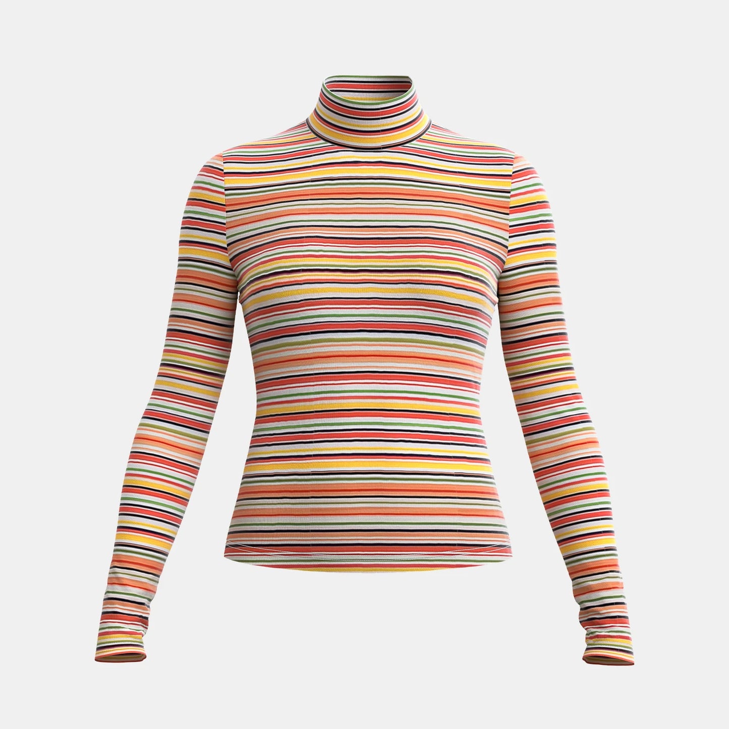 Women Striped Turtleneck Long-Sleeve Top | Elfreda