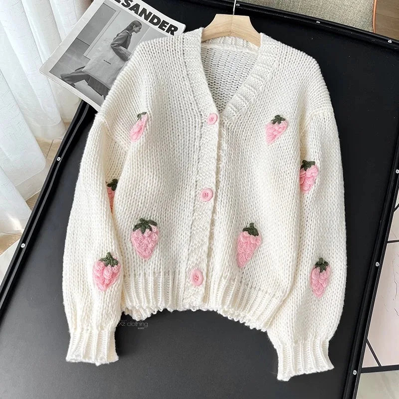 Women Strawberry Knit Cardigan | Ardith