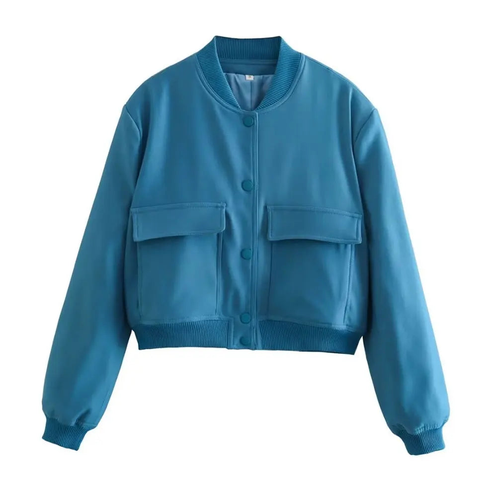 Variant image for Women Bomber Jacket Green Cotton | Vintage Chic-3