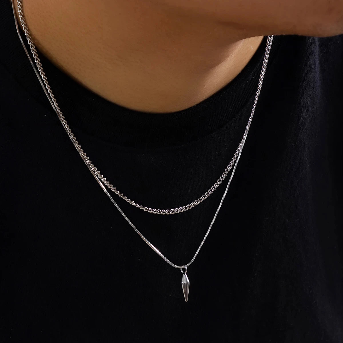 Men Snake Chain Necklace Silver Stainless Steel | Urban Style-2