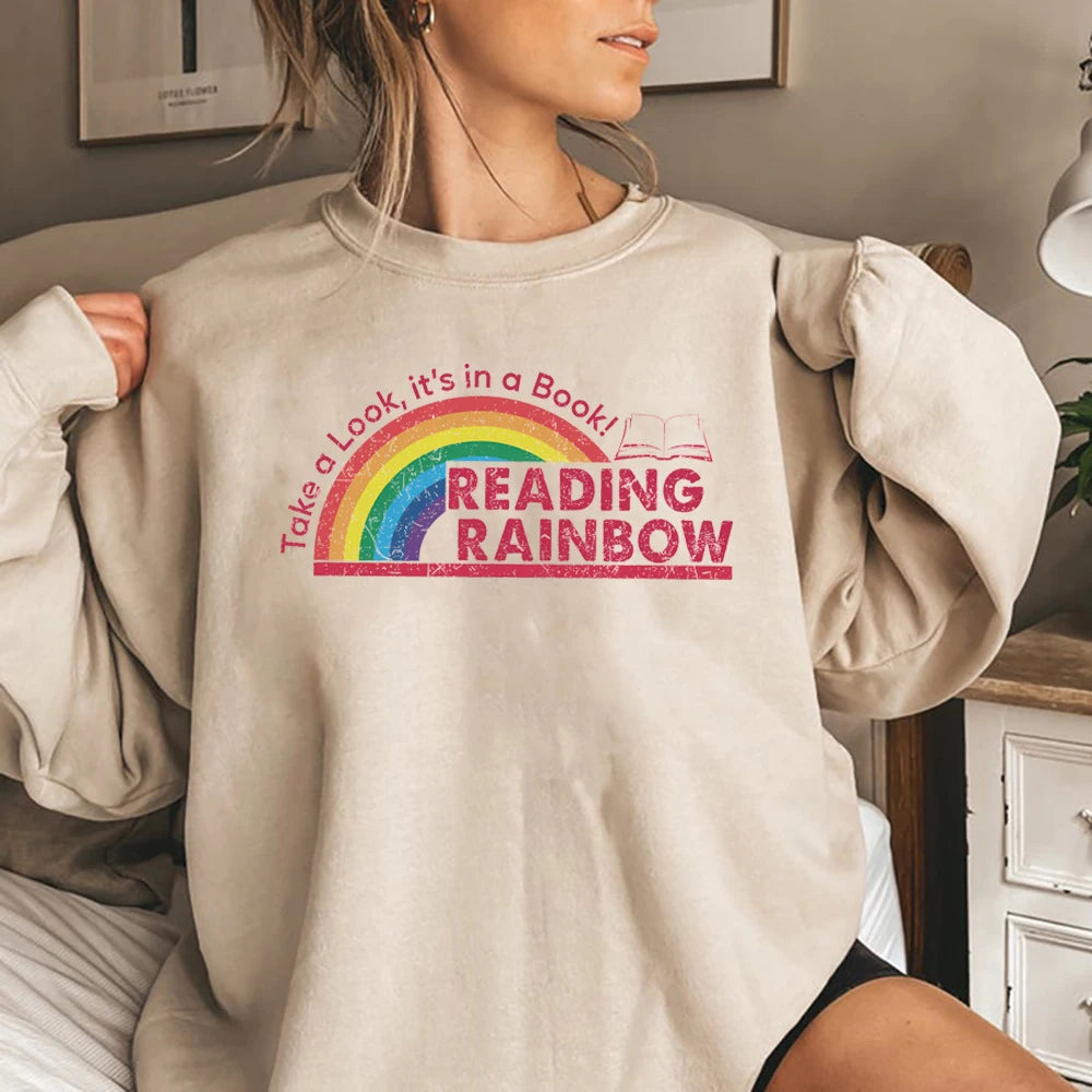 Women Vintage Reading Rainbow Sweatshirt | Ethelinda