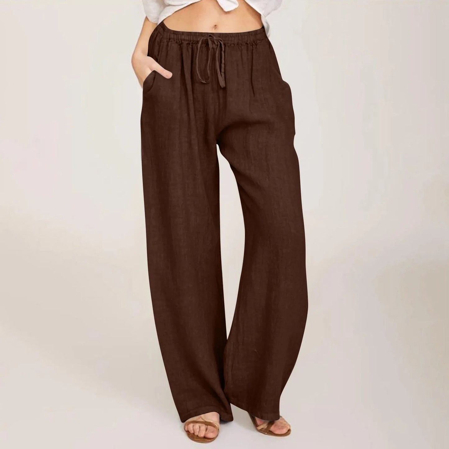 Women High-Waisted Wide-Leg Drawstring Pants | Nova