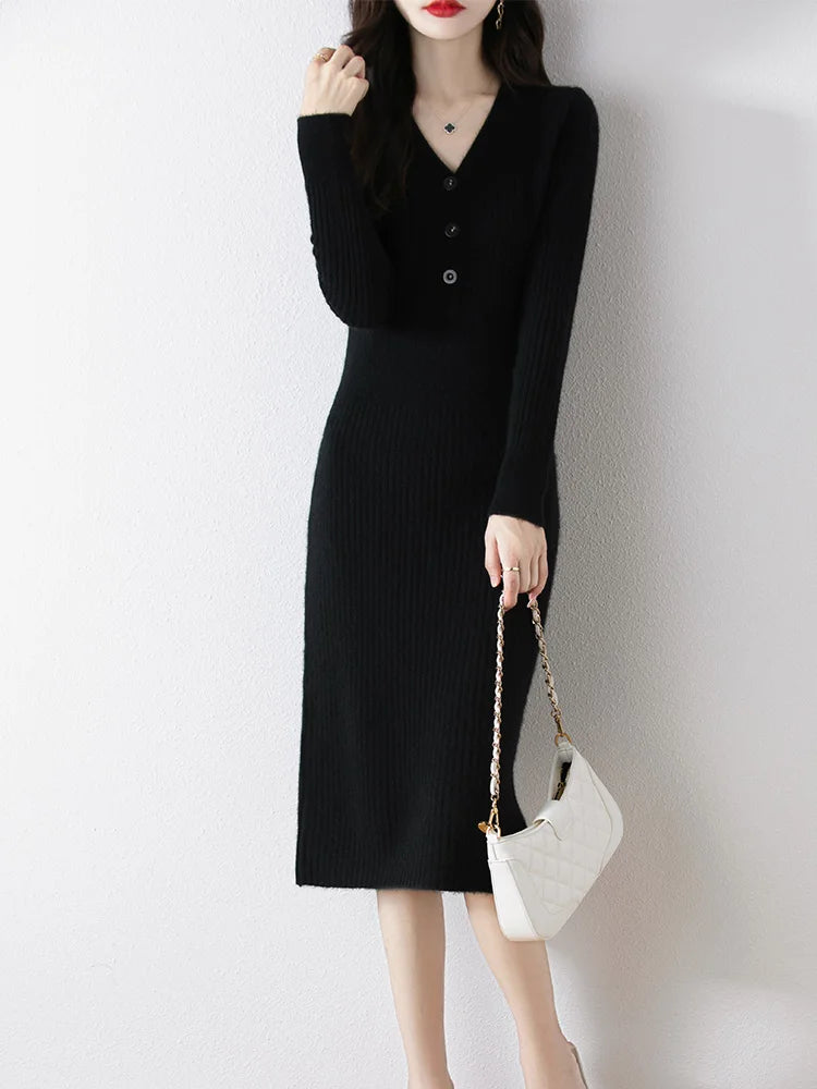 Women Ribbed Knit Midi Dress | Rosalba