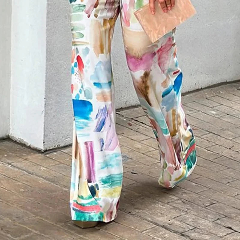 Women Watercolor Wide-Leg Pants | Kathryn