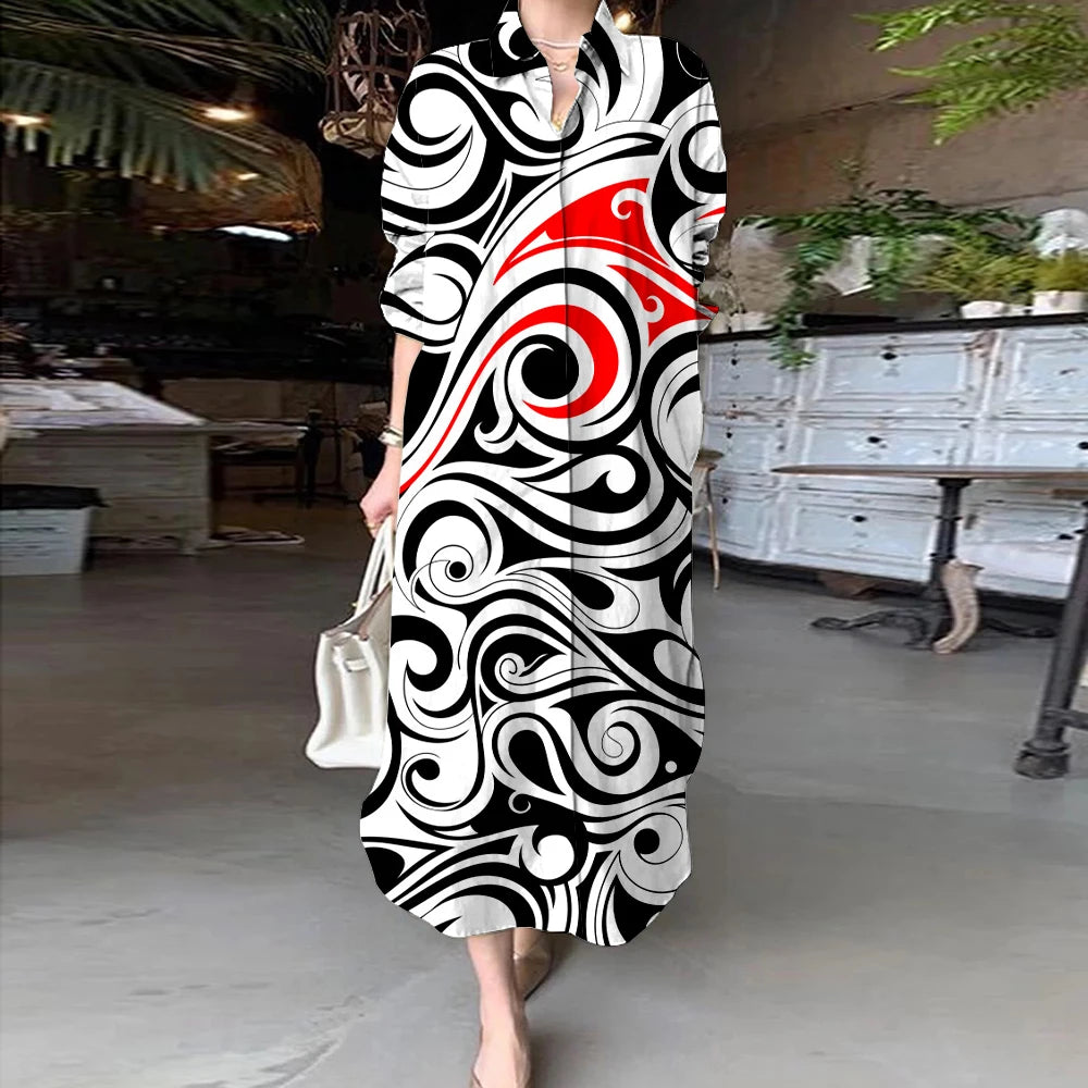 Women Abstract Print Shirt Dress | Aaliyah