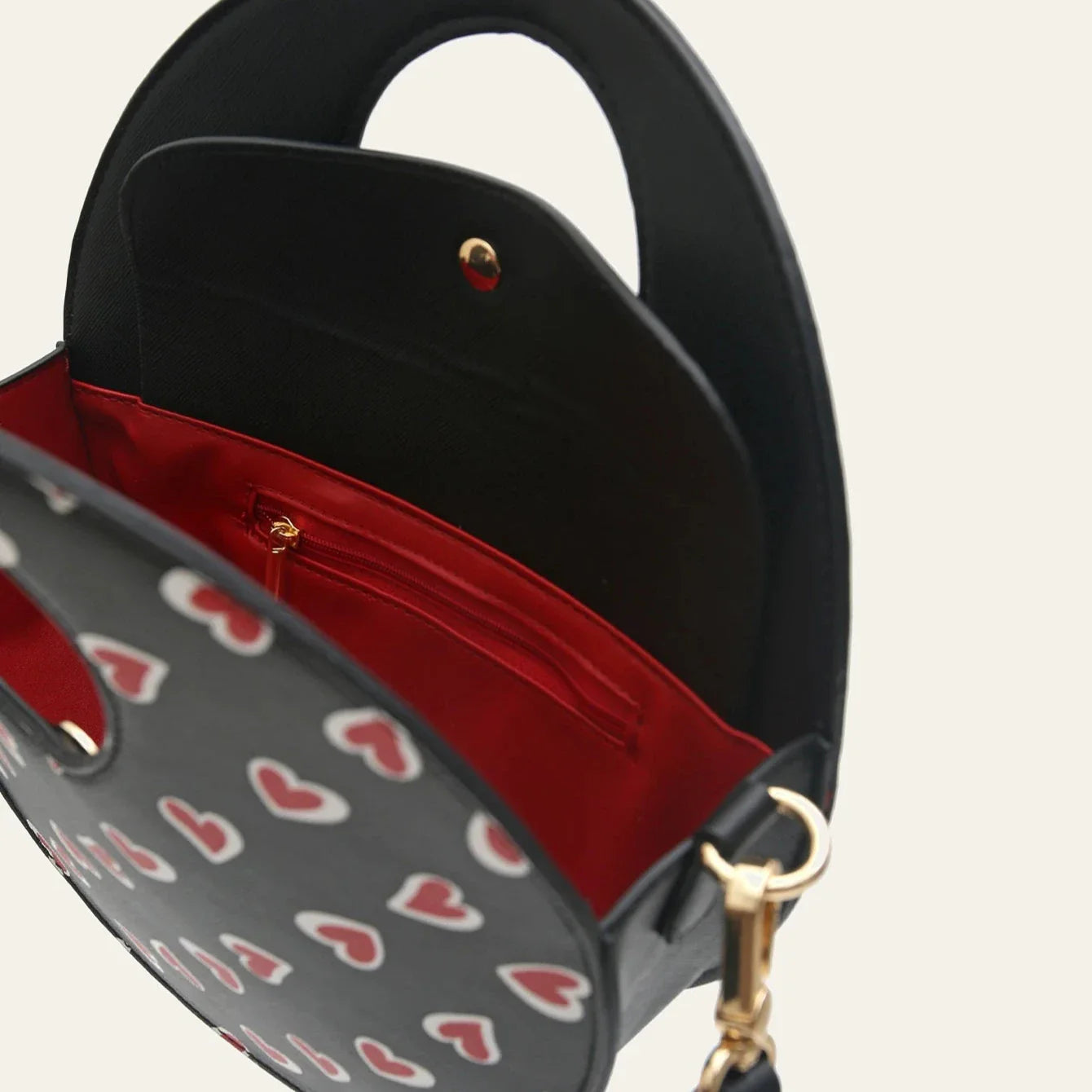 Women Heart Print Round Bag | Kara