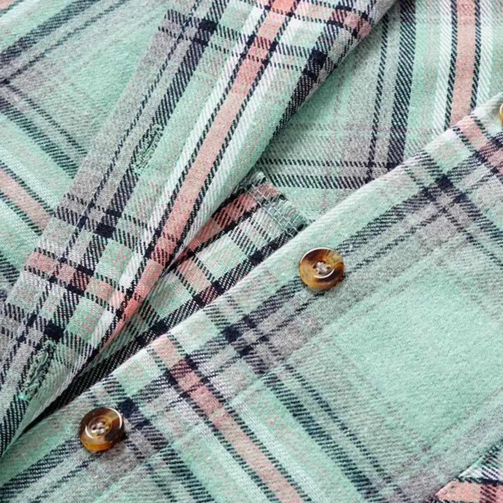 Woman Lightweight Plaid Hooded Shirt | Kalista