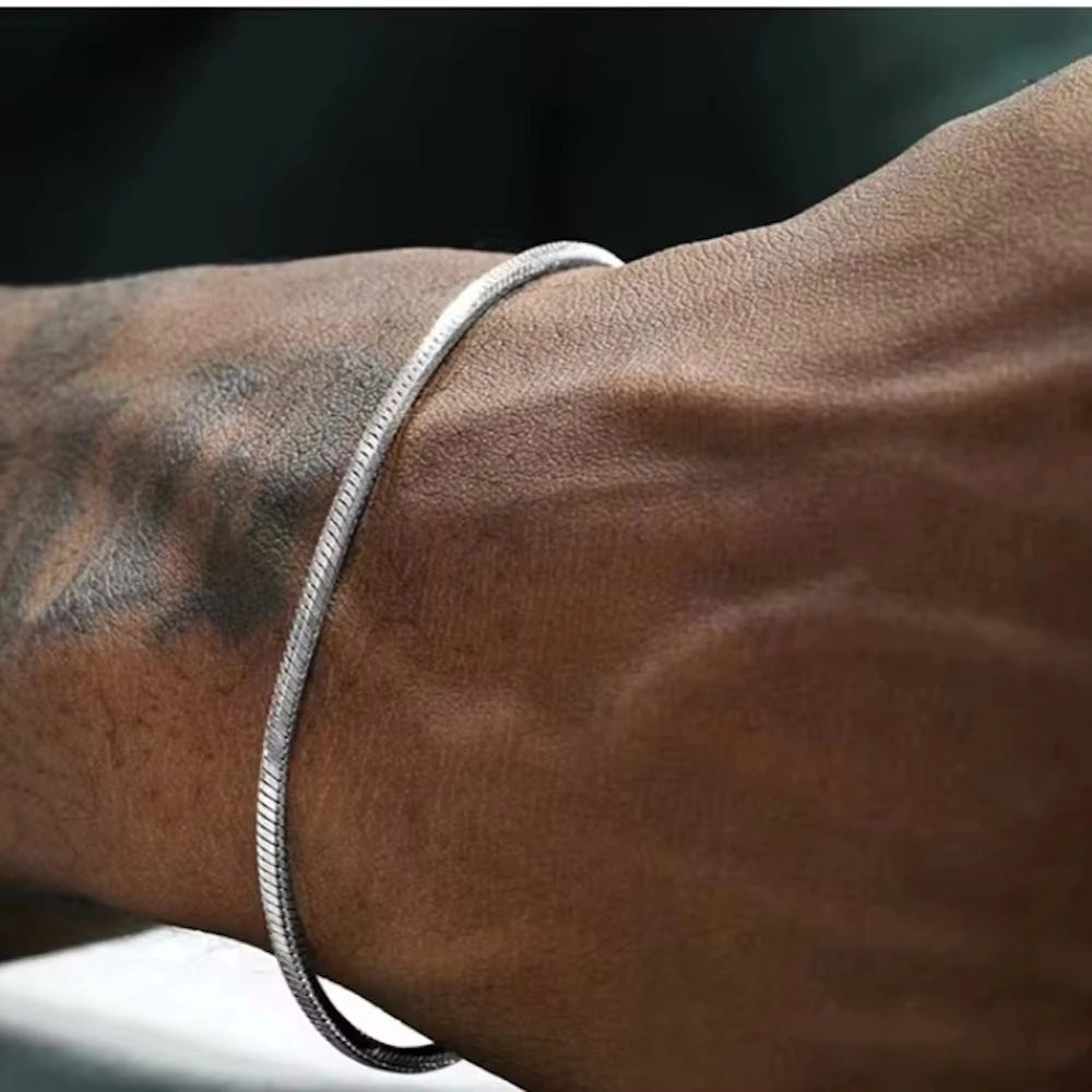 Men's Bracelet Silver 3MM 925 Sterling Silver | Urban Style-5