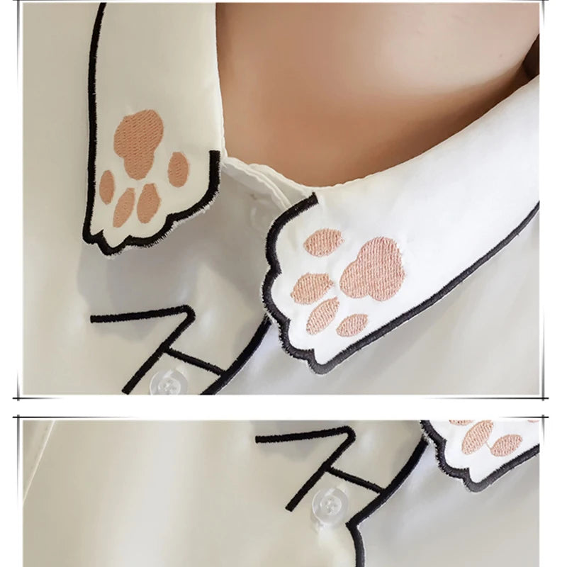 Women Playful Cat Embroidered Blouse | Rebeca