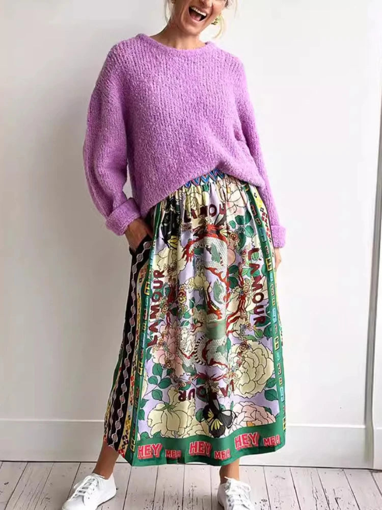 Women Patchwork Shirt & Skirt Set | Ciara