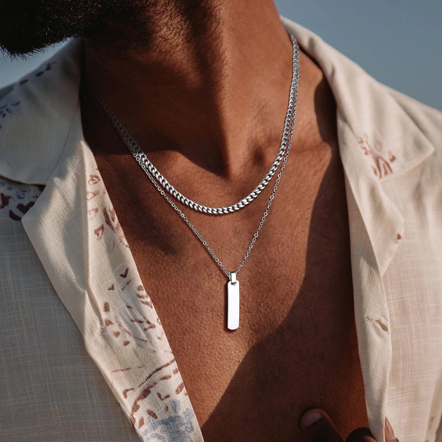 Men's Necklace Stainless Steel Geometric Bar | Stylish Gift-1