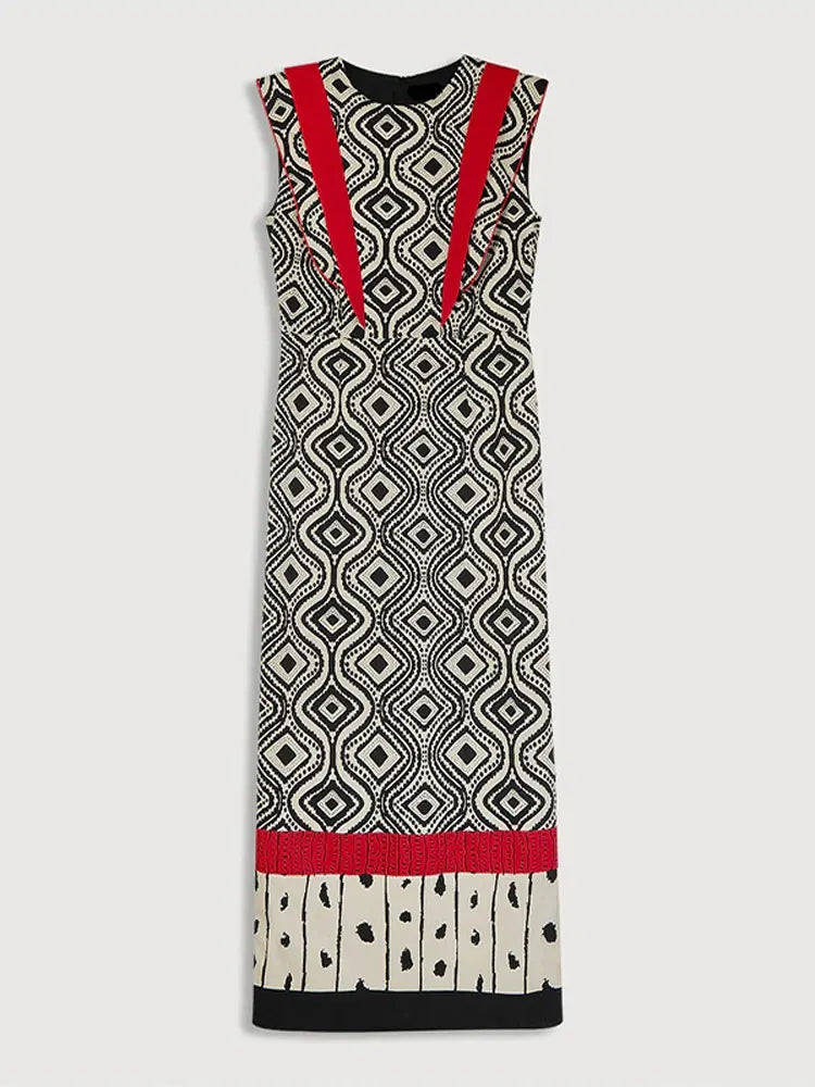 Women Geometric Pattern Sleeveless Maxi Dress | Isolde