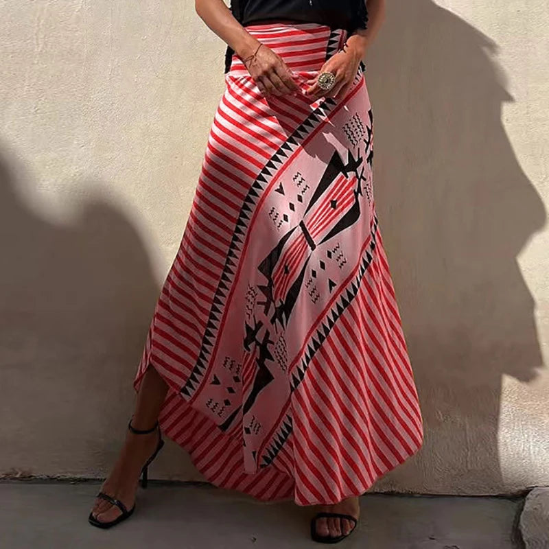 Boho Striped Maxi Skirt for Women | Zoe