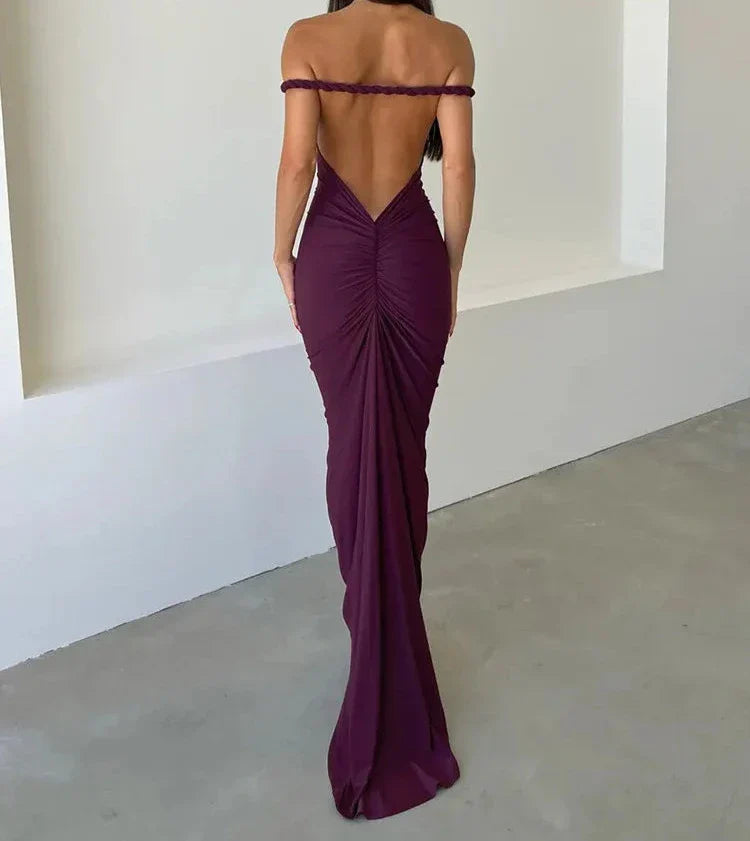 Women Backless Bodycon Maxi Dress | Noir