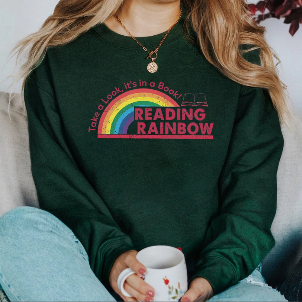 Women Vintage Reading Rainbow Sweatshirt | Ethelinda