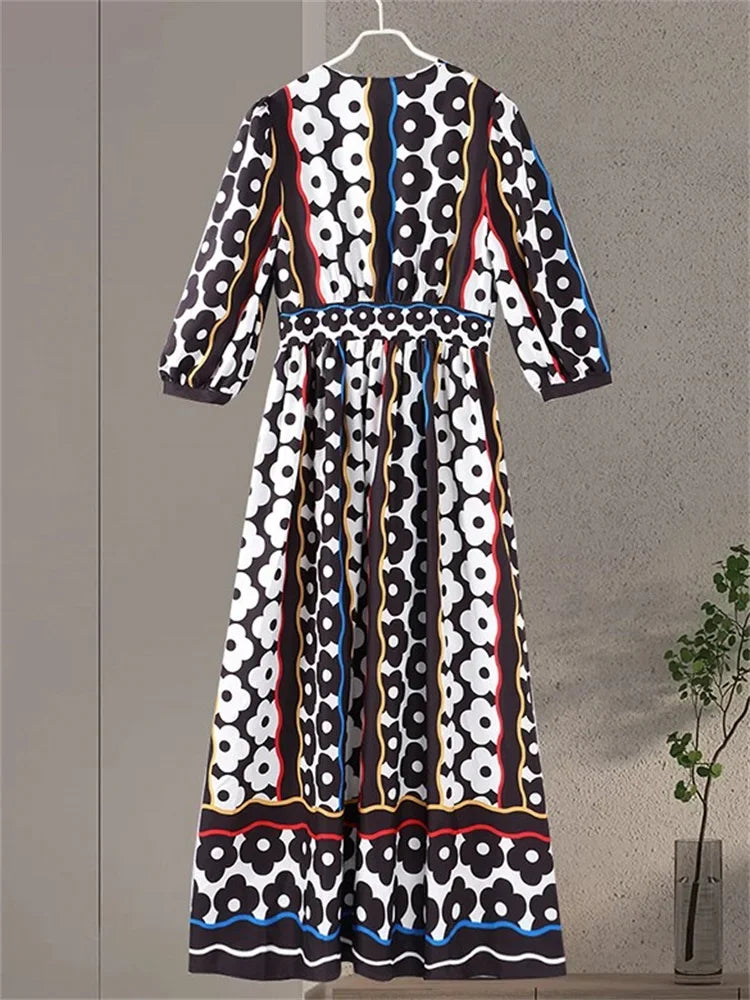Women Bold Printed Maxi Dress with Balloon Sleeves | Aria