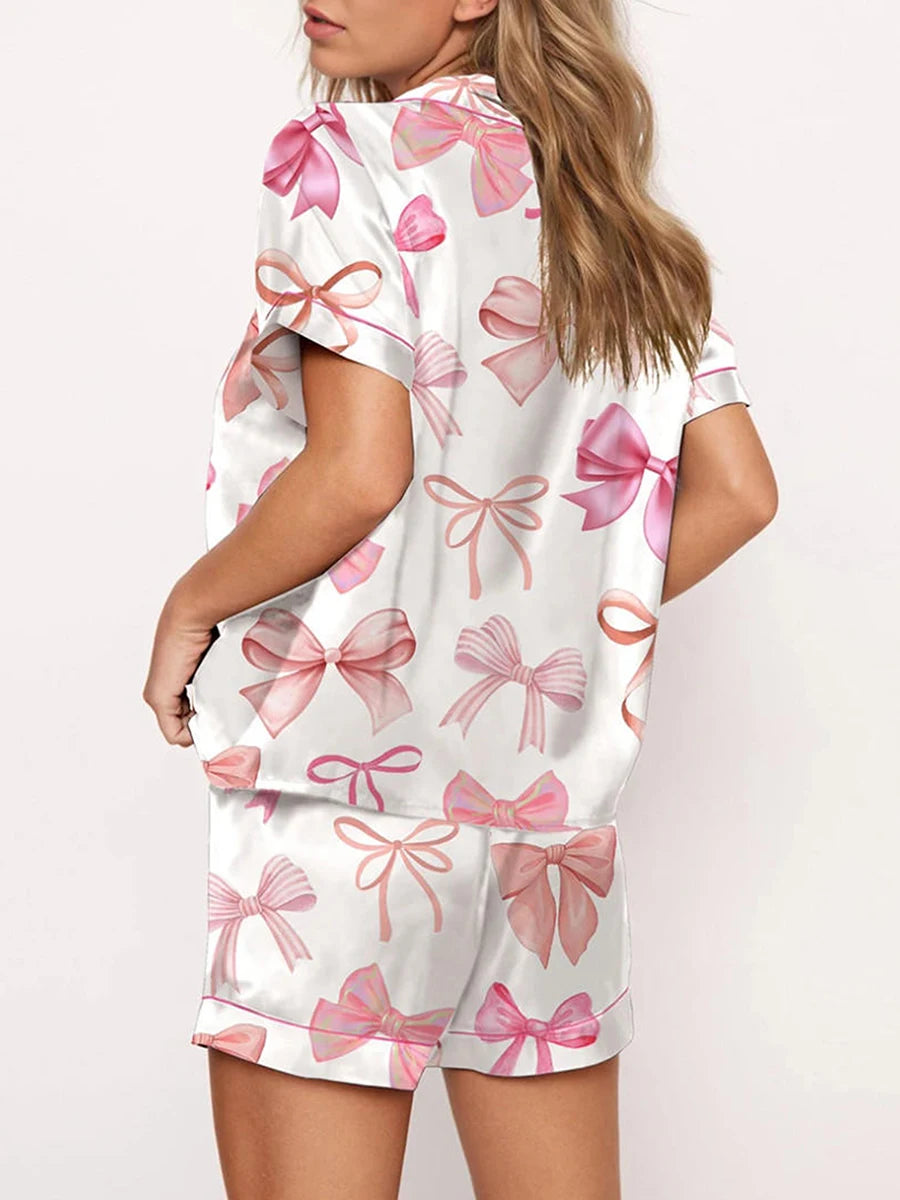 Women Bow Bunny Print Pajama Set | Margaretha