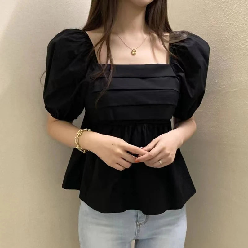 Women Puff Sleeve Square Neck Top | Celia
