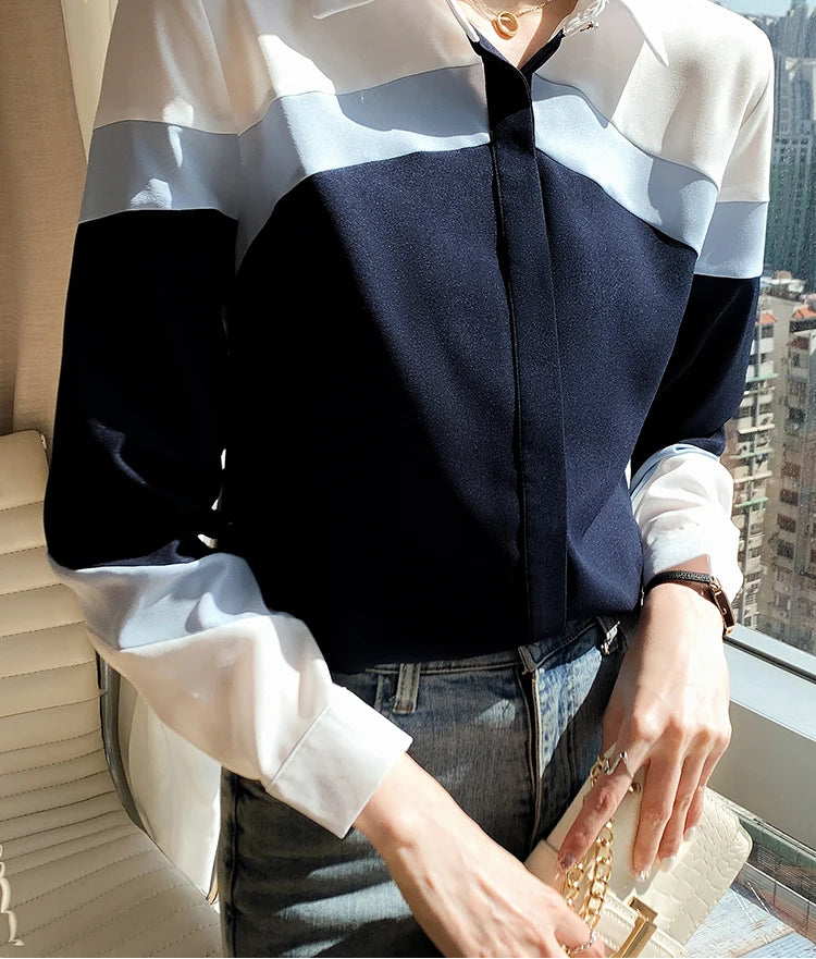 Women Color Block Button-Up Shirt | Selestina