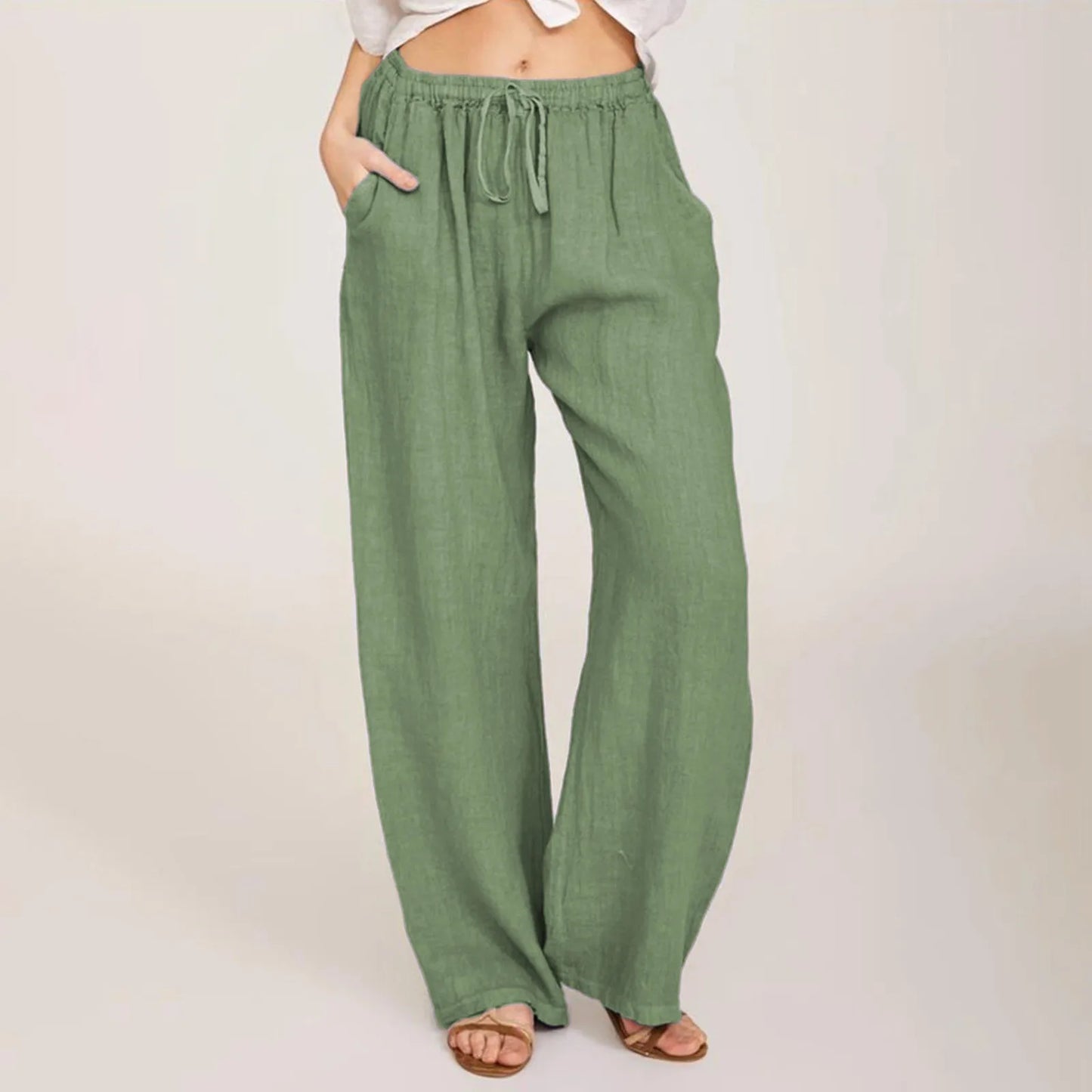 Women High-Waisted Wide-Leg Drawstring Pants | Nova